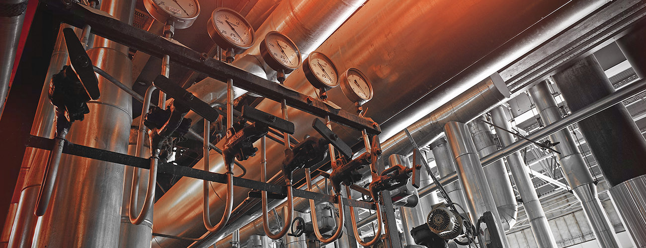 valves and pipes on project site